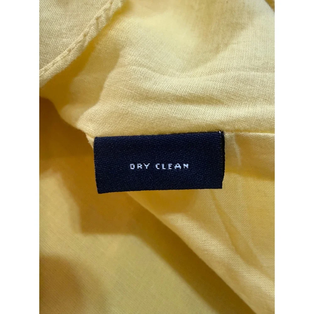 American Living 100%‎ Linen Dress Ruffle Sleeveless Belted Yellow Size 6 Preppy